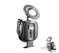 zwxqe Phone Stand for Desk - 360 Degree Rotating Mount, Magnetic Cell Phone Holder with Folding Base, Anti Slip Silicone Padding, for Stable Viewing, Portable Travel Stand for Home Office