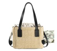 zwxqe Sac à main en paille, pochette de voyage, sac à bandoulière vintage, sac à bandoulière élégant, 1 sac à main compact en tissu de paille, idéal pour les femmes, les vacances, les pique-niques