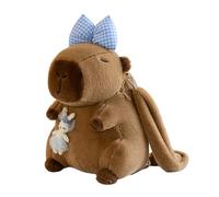 zwxqe Sac Capybara en peluche - Adorable à dos d'école en forme d'animal, à livres en tissu doux avec intérieur spacieux, léger pour excursion d'une journée avec fermeture éclair sécurisée,