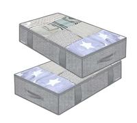 zwxqe Sacs de Rangement sous Lit - Poche Organisateur Transparent Pour Vêtements | 2 Pièces Pliable Grand Format pour Placard Chambre Séjour Voyage Dortoir Buanderie