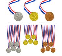 ZWZNBL 15 pièces de médailles pour Enfants, médailles en Plastique, médailles gagnantes, récompenses de compétitions Sportives pour Enfants, médailles d'or, d'argent et de Bronze avec lanière