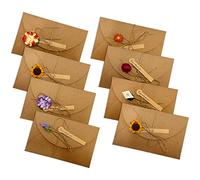ZWZNBL 8 styles différents d'enveloppes de cartes de voeux avec fleurs séchées, cartes de vœux décoratives rétro, cartes de vœux créatives, idéales pour les souhaits de vacances, les invitations, etc.