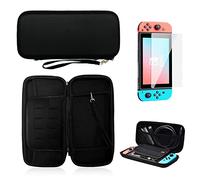 ZWZNBL Étui Compatible pour Nintendo Switch et Switch OLED, étui de Transport Portable de Protection Noir, avec Film trempé pour écran