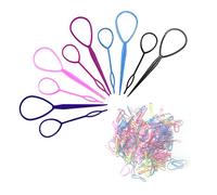 ZWZNBL Lot de 10 tresses de coiffure avec 100 petites bandes élastiques de couleurs mélangées, queue de cheval française, accessoires de tressage tendance pour femmes et filles