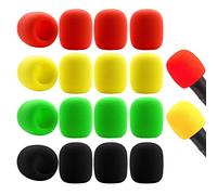 ZWZNBL Lot de 16 housses en mousse pour microphone à main - Protection anti-vent - 4 couleurs Noir/rouge/jaune/vert