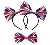 ZWZNBL Lot de 2 bandeaux à cheveux avec nœud papillon Motif Union Jack