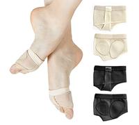 ZWZNBL Lot de 2 strings de pied de ballet, protection contre le ventre, chaussures de danse de ballet pour avant-pied, chaussettes de soutien pour le ventre et la gymnastique (noir et ton de la peau)