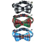 ZWZNBL Lot de 3 colliers de Noël pour chat avec clochette et nœud papillon, collier de sécurité à libération rapide pour chaton et chat