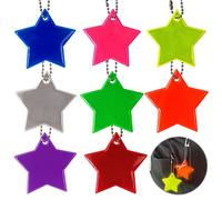 ZWZNBL Lot de 8 pendentifs réfléchissants en forme d'étoile, 5,5 cm, 8 couleurs, pour vêtements, sacs à dos, bagages, poussettes, fauteuils roulants, cyclisme, marche
