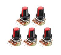 ZXAOMMBEA Encodeur Rotatif 5 pièces/lot potentiomètre à Film de Carbone WH148 15mm 3pin + Kit Capuchon Boutons commutateur Rouge B1K 2K 5K 10K 20K 50K 100K 250K 500K 1M(100K Ohm)