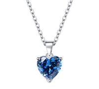 Zxarunas Collier Women's Necklace Heart-shaped Pendant Necklace Heart Inlaid Zircon Clavicle Chain Is a Suitable Female Jewelry Gifts Collier femme(Blue diamond)