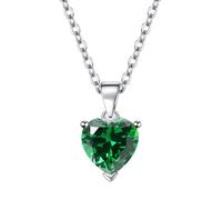 Zxarunas Collier Women's Necklace Heart-shaped Pendant Necklace Heart Inlaid Zircon Clavicle Chain Is a Suitable Female Jewelry Gifts Collier femme(Green diamond)