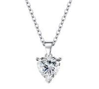 Zxarunas Collier Women's Necklace Heart-shaped Pendant Necklace Heart Inlaid Zircon Clavicle Chain Is a Suitable Female Jewelry Gifts Collier femme(White diamond)