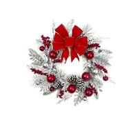 Zxarunas Couronnes décoratives Lot de 2 couronnes de Noël de 40,6 cm for porte d'entrée, décorations de Noël avec nœud papillon for maison, table, mur, fenêtre couronne(45cm)