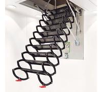 Zxarunas Escaliers de Grenier Échelle de loft de Plafond Manuel Noir Traction vers Le Bas attique échelle télescopage Échelle Pliante étapes Non glissantes ou accès au loft/sous-Sol Échelle de Toit