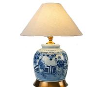 Zxarunas lampe de bureau Lampe de table en céramique, lampe de chevet, abat-jour en tissu, lampe de chevet moderne for chambre à coucher, salon, salon de thé lampe table(Color1)