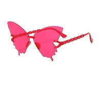 Zxarunas Lot de 2 lunettes de soleil sans monture, couleur bonbon, en forme de papillon, idéales for la photographie de rue, les voyages, les fêtes, les cadeaux(Rot)