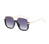 Zxarunas Lunettes de soleil carrées surdimensionnées, lunettes de soleil semi-montures, lunettes de soleil personnalisées avec protection UV, cadeaux for amis et famille(Black gold+double gray)