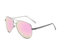 Zxarunas Lunettes de soleil polarisées à branches à motifs Lunettes de soleil à protection UV Un beau cadeau for les parents et les amis(Silver+Sakura Pink)