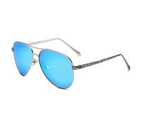 Zxarunas Lunettes de soleil polarisées à branches à motifs Lunettes de soleil à protection UV Un beau cadeau for les parents et les amis(Silver+Ice Blue)