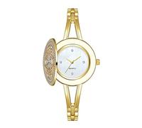 Zxarunas Montre à Quartz à Rabat entièrement en Diamant, boîtier décoré de Fleurs, Bracelet Amovible, la Montre est Un Merveilleux Cadeau de Vacances Or/Argent(Gold)