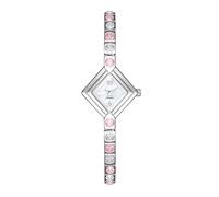 Zxarunas Montre à Quartz exquise, Bracelet de Luxe léger, Couleur Diamant, Cadran carré décontracté, est Un Cadeau à la Mode for Les Femmes(Silver Pink White Flour)