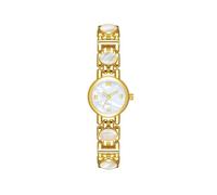Zxarunas Montre-Bracelet étanche Aurora, Montre à Quartz Ronde, Coquillage Naturel coloré, idéale for Une Petite Amie ou Une Femme, Cadeau Exquis(Gold White)