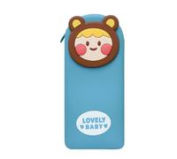 Zxarunas Pochette Crayons Trousse à Crayons en Silicone Grande capacité, Motif 3D, adorables Monstres, Compatible with la rentrée Scolaire, Compatible with Adolescents. Trousse Ecole(Light Blue)
