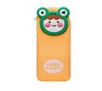 Zxarunas Pochette Crayons Trousse à Crayons en Silicone Grande capacité, Motif 3D, adorables Monstres, Compatible with la rentrée Scolaire, Compatible with Adolescents. Trousse Ecole(Geel)