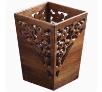 Zxarunas Poubelle de cuisine - Petite poubelle en bois compatible avec la cuisine - Poubelle de salon rétro et créative sans couvercle - Poubelle multifonctionnelle (taille D)