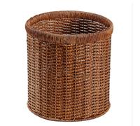 Zxarunas Poubelle de cuisine - Petite poubelle sans couvercle - Corbeille à papier - Poubelle étroite rétro en imitation rotin - Compatible avec salle de bain et chambre à coucher - Poubelle de 12 l