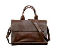 Zxarunas Sacoche en cuir unisexe for ordinateur portable, idéale for les études ou le bureau, avec bandoulière ajustable. Porte-documents(Coffee)