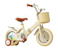 Zxarunas Voiture à Bascule Vélo for Enfants, Filles et garçons de 2 à 9 Ans, 12, 14, 16 et 18 Pouces, avec siège et Panier for poupée, vélo Pliable Twister Voitures(Geel,16inch)