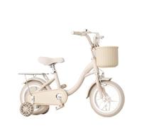 Zxarunas Voiture à Bascule Vélo for Enfants for Filles avec Sonnette, Panier et Pompe, vélo for Enfants avec siège arrière, vélo for Filles de 2 à 22 Pouces Twister Voitures(Beige,14inch)