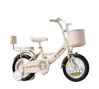 Zxarunas Voiture à Bascule Vélos for Filles de 3 à 10 Ans, vélos for Filles de 12 à 20 Pouces avec banderoles, Sonnette et Panier, vélos for Enfants Twister Voitures(Beige1,14inch)