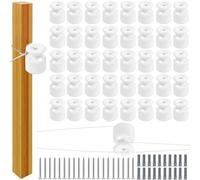 ZXBBTZ Lot de 50 isolateurs muraux en porcelaine blanche Ø 19 mm - Pour lampe DIY - Isolateurs vintage pour câble textile - Support de câble pour loft industriel - Avec vis et écrous