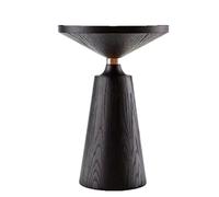 ZxbingUK-2025 Table à thé Basse Table d'appoint en Bois Massif, Petite Table Ronde for Le Salon, Basse de décoration d'intérieur Moderne, entièrement assemblée, 13,7'' x 22''(Noir)