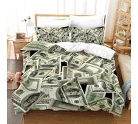 ZXBNNN Dollars Parure de lit Impression 3D Billets de Banque Housse de Couette Textiles de Maison Simple Jumeau Pleine King Size avec taies d'oreiller Ensemble de literie 100x135cm*1/40x65cm*2