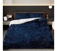 ZXBNNN Ensemble de literie 3 pièces Motif Ciel étoilé, Couette imprimée numériquement en Polyester, Douce et Confortable pour Chambres d'hôtel (264x228cm*1/60x60cm*2)