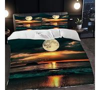 ZXBNNN Ensemble de literie avec Un Magnifique imprimé de Coucher de Soleil, Comprenant Une Housse de Couette et Deux taies d'oreiller, idéal pour Les suites à thème hôtelier (180x200cm*1/60x60cm*2)