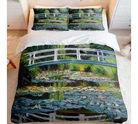 ZXBNNN Parure de lit 3 pièces Monet Nénuphar - Housse de Couette impressionniste Moderne avec taies d'oreiller, adaptée à diverses Occasions (160x200cm*1/80x80cm*2)