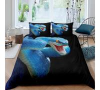 ZXBNNN Parure de lit Serpent Python 3D en Polyester, Motif Reptile Tropical, Housse de Couette pour Chambre de garçon ou Fille, Taille Standard (228x259cm*1/ 40x75cm*2).