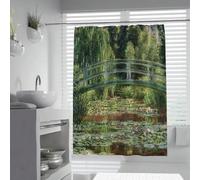 ZXBNNN Rideau de Douche Claude Monet, célèbre Peinture du Pont Vert et des nénuphars, Tissu Doux et imperméable (100x230cm)