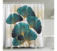 ZXBNNN Rideau de Douche Vert Ginkgo Biloba Or Ensemble de Rideaux de Douche de Salle de Bain Moderne Ensembles de Rideaux de Bain botaniques imperméables 210x180cm (73.05x91.55in)