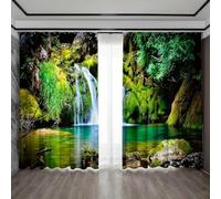 ZXBNNN Rideaux Occultants Montagne Eau Piscine Cascade Nature Paysage 2 Pièces Rideaux pour Salon Chambre Fenêtre Drapé Maison 135x240cm(LxH)/67,5x240cm*2