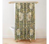 ZXBNNN William Morris Rideau de Douche, Ensemble de Rideau de Douche Vert pour Salle de Bain, Tissu épais, Rideau de Bain Lavable, 200 x 180 cm