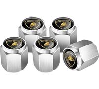 ZXCDRFT 4 Pcs Bouchon Valve Pneu Voiture pour Lamborghini Revuelto (LB744) 2023, Bouchons de Poussière Résistant à La Corrosion avec Joint Caoutchouc Étanche,Silver