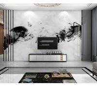 ZXCHEE Papier Peint Panoramique Abstrait Smoke Hill Marble Papier Peint 3D Tapisserie Mural Salon Chambre Décoration Murale -ZX24128-400x280cm