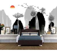ZXCHEE Papier Peint Panoramique Arbre De Cascade D'Eau De Montagne Papier Peint 3D Tapisserie Mural Salon Chambre Décoration Murale -ZX12840-350x250cm