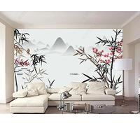 ZXCHEE Papier Peint Panoramique Bamboo Forest Fleurs Roses Papier Peint 3D Tapisserie Mural Salon Chambre Décoration Murale -ZX19616-310x250cm